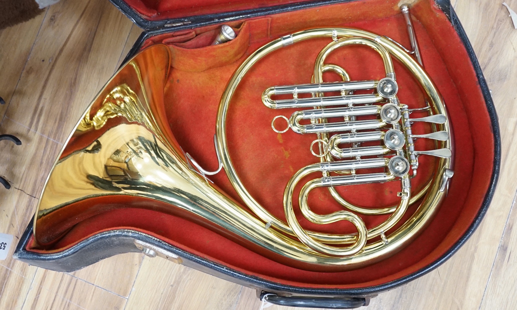 A cased French horn